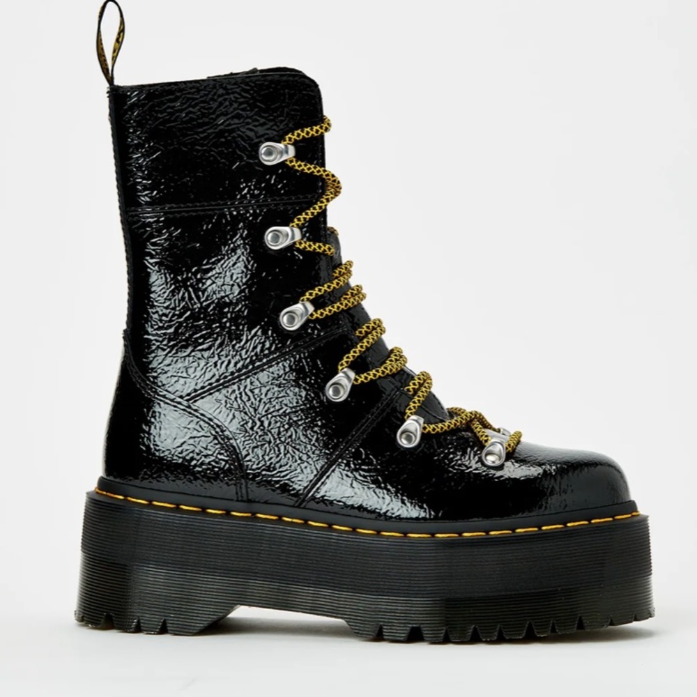 Dr. Martens Ghilana Max Distressed Patent Leather Platform Boots - Picture 8 of 13